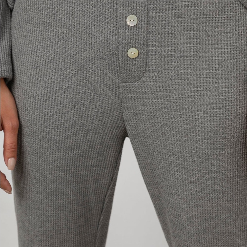 Rails Light Heather Gray Molly Waffle Knit Thermal Pants Pearl